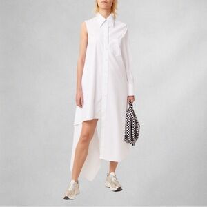 MM6 Maison Margiela Asymmetric Shirt Dress 6 White Cotton Avant-garde